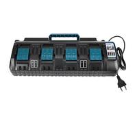 Chargeur de Batterie 4 Ports Compatible avec Makita, 2 Ports USB, Charge Rapide pour Batteries Lithium 14,4 V-18 V, indicateur LED, Fixation Murale avec Cache Anti-poussière