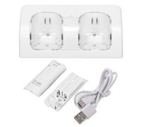 Chargeur De Batterie à Distance Avec Cordon D'alimentation, Station De Charge Double Portable Stable Pour TéLéCommande De Jeu Wii, Batterie Blanche