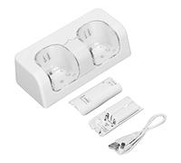 Chargeur de Batterie à Distance Portable, Double Station de Charge Stable pour Télécommande Wii avec Cordon d'alimentation de 5 Pieds (White)