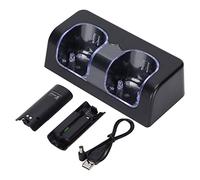 Chargeur de Batterie à Distance Stable, Double Station de Portable pour Batterie de Télécommande de Jeu Wii avec Cordon d'alimentation (Noir)