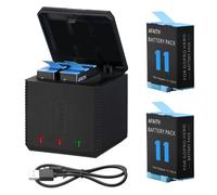Chargeur de batterie - AFaith - GoPro Hero 11/10/9 - 2 Packs 1800mAh - 3 Slots - Protection Surcharge