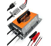 Chargeur de batterie au lithium 25 A 48 V, chargeur de batterie LiFePO4 | Compatible avec batterie LiFePO4 de 51,2 V, activation 0 V, boîtier en aluminium étanche IP67, connecteur Anderson avec 2