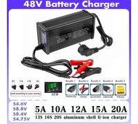 Chargeur de batterie au Lithium 48V 5A 8A 10A 12A 15A 20A, 13S 16S 54.6V 58.8V 58.4V 54.75V, écran LCD haute puissance, coque métallique 5A