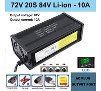 Chargeur de batterie au lithium 72V 20S,84V 5a/8a/10a/12a/15a/20a,boîtier métallique haute puissance avec écran LCD,charge rapide intelligente - Type 72V 20S Li-ion 10A-Triangle plug