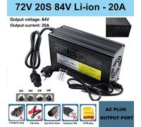 Chargeur de batterie au lithium 72V 20S,84V 5a/8a/10a/12a/15a/20a,boîtier métallique haute puissance avec écran LCD,charge rapide intelligente - Type 72V 20S Li-ion 20A-Triangle plug