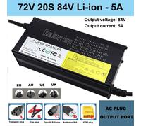 Chargeur de batterie au lithium 72V 20S,84V 5a/8a/10a/12a/15a/20a,boîtier métallique haute puissance avec écran LCD,charge rapide intelligente - Type 72V 20S Li-ion 5A-Triangle plug
