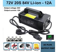 Chargeur de batterie au lithium 72V 20S,84V 5a/8a/10a/12a/15a/20a,boîtier métallique haute puissance avec écran LCD,charge rapide intelligente - Type 72V 20S Li-ion 12A-Triangle plug