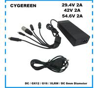 Chargeur de batterie au lithium, pipeline pour 13S 48 V, chargeur de batterie, DC GX12, GX16, XLAnyway Plugs, Eddie Ion, 24V, 36V, 48 V, 29.4V, 42V, 54.6V 29.4V 2A