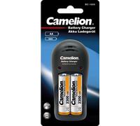 Chargeur de batterie Camelion BC-1009 avec 2 batteries AA, avec 2x batteries Ni-MH Mignon AA 2300mAh,, 2 canaux de charge indépendants, protection contre la polarisation, utilisation possible dans le 