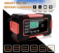 Chargeur de batterie de voiture,12V 6A Chargeur de batterie automatique intelligent avec affichage LCD Chargeur de réparation par impulsion pour voiture, tondeuse à gazon, moto, bateau, SUV AGM Gel Ce