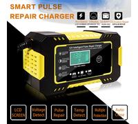 Chargeur de batterie de voiture,12V 6A Chargeur de batterie automatique intelligent avec affichage LCD Chargeur de réparation par impulsion pour voiture, tondeuse à gazon, moto, bateau, SUV AGM Gel Ce