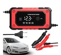 Chargeur de batterie de voiture, chargeur intelligent 12 V 6 A, mainteneur désulfateur automatique avec écran LCD, pour bateaux, camions, motos, ATV, voiture, garage, route extérieure, entrée