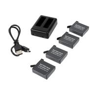 Chargeur de batterie double + batterie 4pcs + mini kit de câble usb pour gopro hero 4