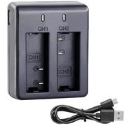 Chargeur de batterie double pour caméra d'action compatible avec AKASO/Exprotrek/WOLFANG/Apexcam/Surfola/Jadfezy/ACTMAN/VEMONT S