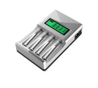 Chargeur de Batterie Intelligent LCD à 4 Compartiments pour AA AAA | Prise Eu, Entrée 110-220 V, Charge 1 à 4 Cellules, Boîtier Plastique Argenté