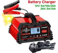 Chargeur de batterie intelligent, support 12V/24V, sortie de courant élevée 20A/25A, prise UE 20A