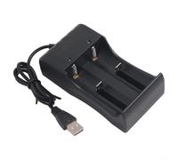 Chargeur de batterie intelligent USB pour cellules de 3,7 V, station de charge intelligente à double fente avec indicateur LED pour batteries 14500 26650 16340 10440 (double emplacement)