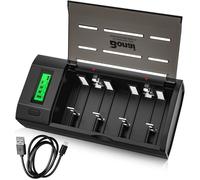 Chargeur de Batterie LCD Universel Chargeur de Batterie Rapide pour Piles AA/AAA/SC/C/D/9 V NI-Mh/NI-CD avec Piles Rechargeables