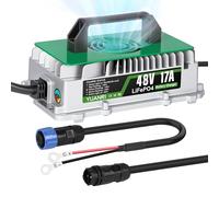 Chargeur de batterie LiFePO4 48 V 17 A 58,4 V intelligent au lithium avec réveil 0 V, étanche IP67, 8 protections, pour batteries LiFePO4 58,4 V (51,2 V) pour voiturette de golf, Yamaha, camping-car