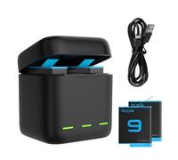 Chargeur de batterie pour caméra de sport multifonction, pour Gopro Hero9, 2 packs de batteries et chargeur 4.4V 800mAh, chargeur rapide à 3 voies