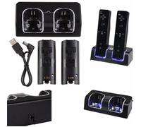 Chargeur de batterie pour manettes Wii - Nintendo - Lot de 3 - Batterie 4800mAh - Couleur Bleu