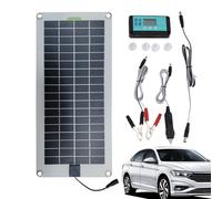 Chargeur de batterie pour voiture : panneau 12 V, chargeur de maintenance Plug & Play | Kit de charge pour voiture avec pince, mainteneur pour camping-car, amplificateur