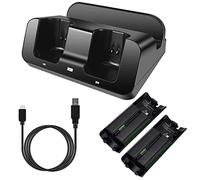 Chargeur de Batterie pour Wii, Chargeur Dock Station + 2 Packs, Batteries Compatible pour Wii Remote Controller, Double Station de Charge pour Télécommande Wii avec Indicateur LED, Noir