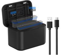 Chargeur de batterie rapide pour batterie Insta360 X4,station de charge de batterie portable rapide à 2 canaux avec câble d'alimentation USB et emplacements pour cartes SD Misro