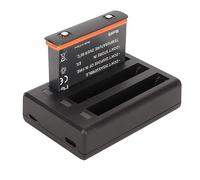 Chargeur de Batterie Rapide pour Insta360 X3, Chargeur de Batterie Portable à 3 Canaux avec Câble de Type C et Batterie de Remplacement 3,85 V 1800 MAh 6,9 Wh