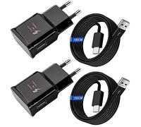 Chargeur de Batterie Rapide pour Samsung Téléphone, (2-Pack) Chargeur USB Adaptatif Rapide avec Câble USB Type C pour Galaxy S8, S9, S9 Plus, S10, S10e, A13, A30, A20, Z Flip3, Z Fold2, Note 9, 8