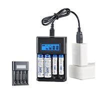 Chargeur De Batterie Rechargeable | Chargeur De Batterie 4 Baies AA AAA,Chargeur Haute Vitesse avec Écran LCD Intelligent pour Piles AA/AAA Rechargeables NiMH 1,2 V Et Plus Encore