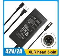 Chargeur de batterie - ROLEADER - 42V 2A - Prise XLR 3 broches - Protection contre surtensions - Universel