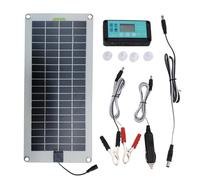 Chargeur de batterie solaire - Chargeur de batterie pour panneau solaire 30 W 12 V pour panneau solaire, chargeur solaire à régime lent avec prise et pince crocodile pour voiture et camping-car