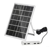 Chargeur de batterie solaire en polysilicium 6W 5V avec 4 ports USB pour ventilateurs extérieurs, smartphones et électronique - Panneau solaire portable pour le camping