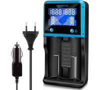 Chargeur de Batterie Universel 18650 avec 2 Baies, LCD Smart Charge Rapide pour NI-MH NI-CD AA AAA Li-ION LiFePO4 IMR 10440 14500 16340 18650 RCR123 26650