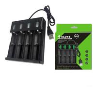 Chargeur de batterie USB 1/2/4 pour batteries au lithium 21700 14500 18500 26650, station de charge intelligente pour cellules Li-ion de 3,7 V avec protection (4 emplacements)