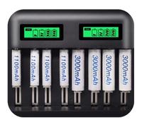 Chargeur de batterie USB à affichage LCD avec 8 piles pour Pile Rechargeable de Taille AA AAA C D