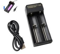 Chargeur de Batterie USB-C 18650 avec 2 Slots - Chargeur Piles Rechargeables Li-ION 3,7V Compatible avec 18650, 26650, 21700, 18490, 18350, 18500, 17500, 14500, 20700, CR123, CR123A