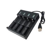 Chargeur de batterie USB pour batteries au lithium 21700 14500 26650, fente 1/2/4 avec protection IC, compatible avec 16340 18350 10440, noir (1 emplacement)