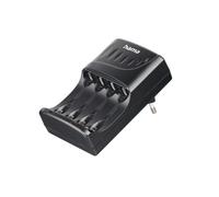 Hama Chargeur de Piles Rechargeables 4 Slots pour 2 à 4 Batteries NiMh AA ou AAA, Chargement simultanée de 2 ou 4 Batteries, Voyant LED de contrôle, Noir