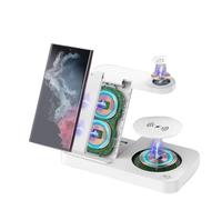 Chargeur de bureau multifonction 3 en 1 pliable et portable sans fil universel adapté pour téléphone/montre Samsung/écouteurs. Chargement rapide et sûr, ne blesse pas la machine (blanc)