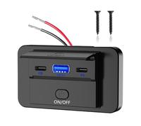 Chargeur de camping-car avec ports USB A et USB C, prise de charge 12 V, 90 W, QC3.0 et PD3.0, interrupteur marche/arrêt