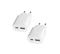 Chargeur de Charge Rapide 25W 2 Port avec USB C et USB A pour Samsung S25 S24 A56 5G A55 A54 A16 A15 iPhone 17 16 15 14 Pro Max Plus 13 12 11 SE XS iPad,Paquet de 2 chargeurs.