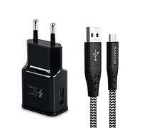 Chargeur De Charge Rapide Ysevnotan avec Câble Nylon Type C 200cm Compatible pour Samsung Galaxy S10, S10 Puls, S10 E, S9, S9 Plus, S8, Note 8, 9, Z Flip 3, AFC Original Power Supply Charger - Noir