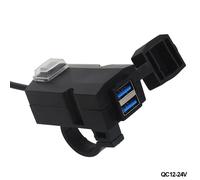 Chargeur De Moto Étanche Qc3.0,Guidon De Moto 3.4a,Double Prise De Charge Usb,Adaptateur De Chargeur Anti-Poussière,Accessoires - Type Qc12-24v #A