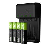 Chargeur de piles plus 4x piles rechargeables AA 2000mAh Ni-MH Green Cell Noir