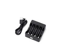 Chargeur de Piles Rechargeables 4 (AA/AAA), Couleur Noire, avec indicateur LED, Compatible avec Divers appareils électriques, idéal pour Un Usage Domestique.