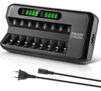 Chargeur De Piles Rechargeables Aa Aaa Avec Écran Lcd ¿ 8 Slots Indépendants ¿ Chargeur Rapide Intelligent Ni-Mh/Ni-Cd Avec Protection ¿ Adaptateur Secteur 100-240v