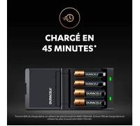 Chargeur de piles rechargeables - Duracell Hi-Speed - Recharge 45 min - AA/AAA - Garantie 2 ans