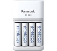 Chargeur de piles rondes NiMH avec accus Panasonic Smart & Quick BQ-CC55 +4x eneloop AA